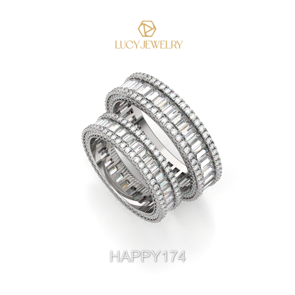 HAPPY174 Nhẫn cưới thiết kế, Nhẫn cưới cao cấp, kim cương - Lucy Jewelry