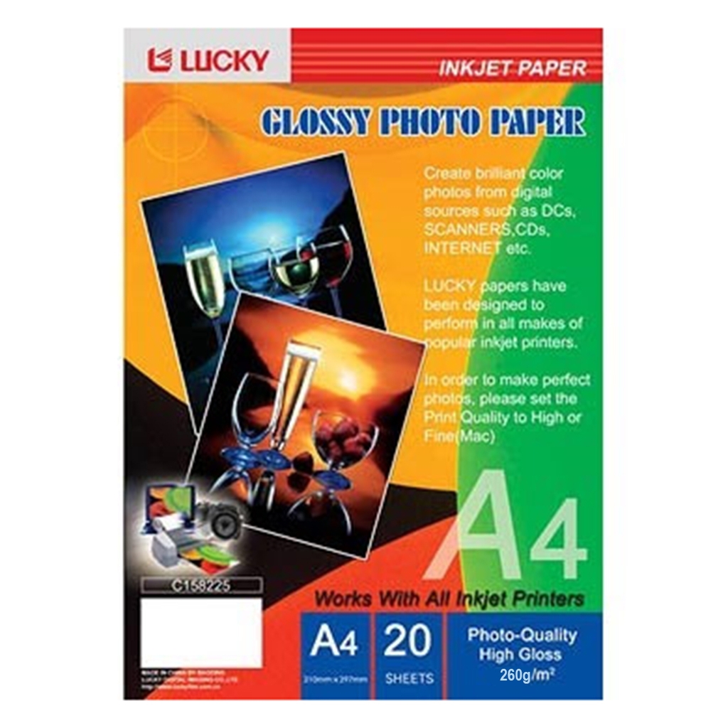 Giấy in ảnh Glossy RC Lucky A4 260g chính hãng