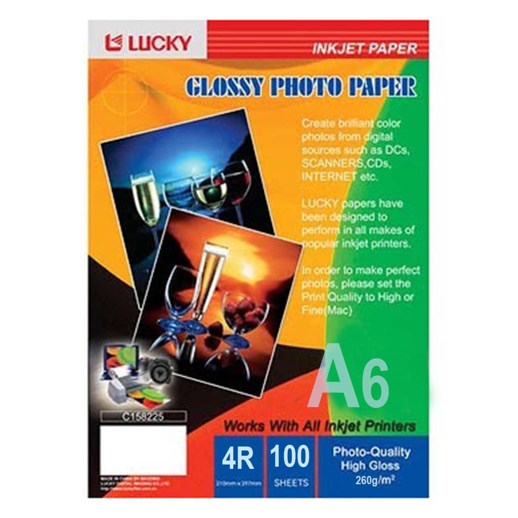 Giấy in ảnh Glossy RC Lucky 4R 10x15 260g chính hãng