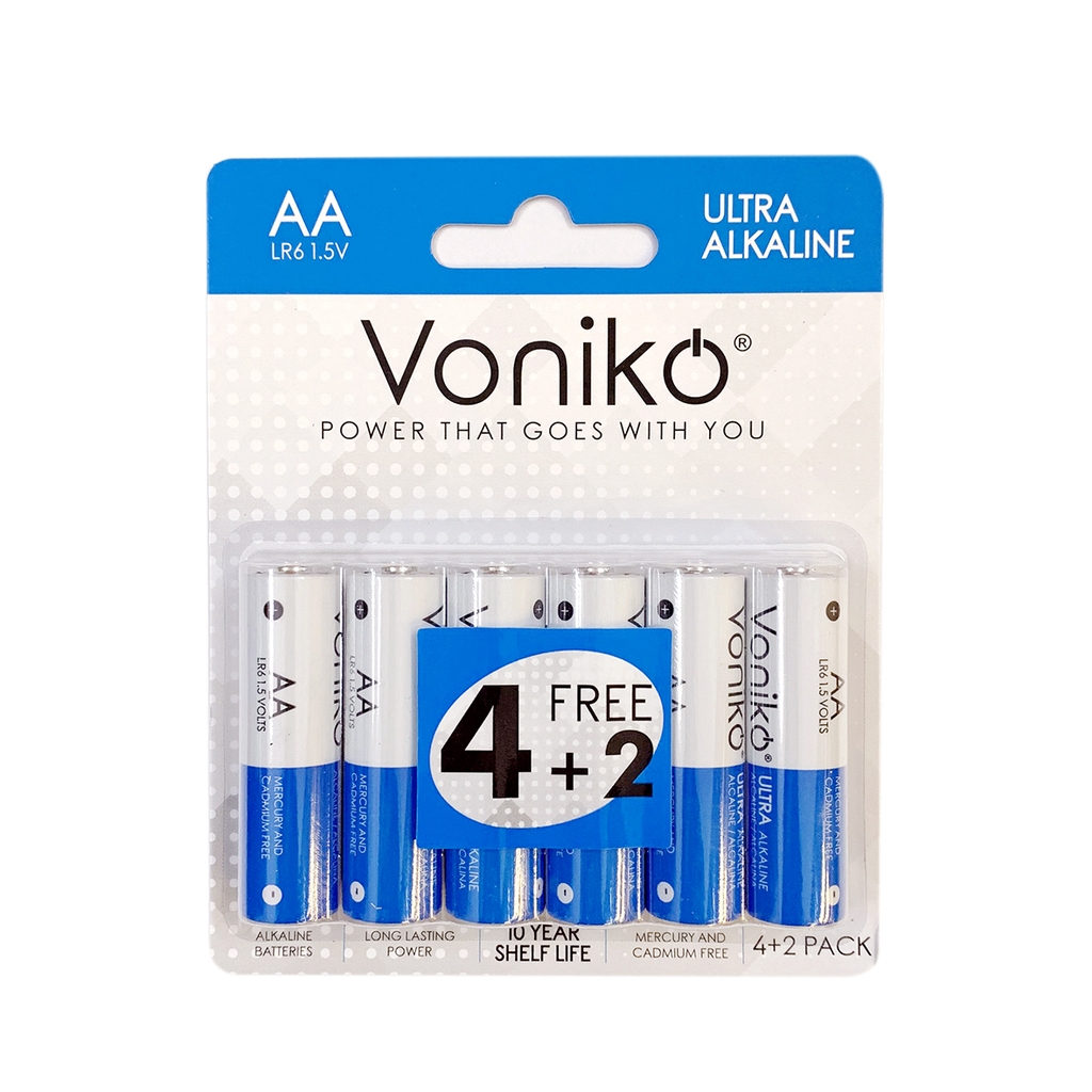 PIN AA VONIKO USA Alkaline vỉ 4 viên tặng 2 viên