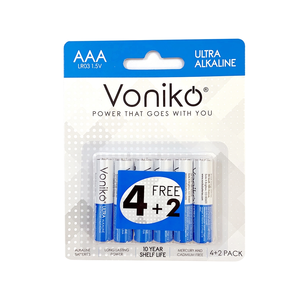 PIN AAA VONIKO USA Alkaline vỉ 4 viên tặng 2 viên