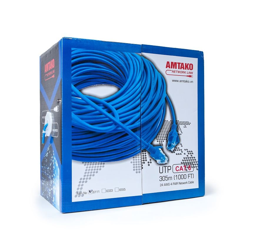 Cáp mạng Cat6 UTP AMTAKO 6100 dây xanh 305m