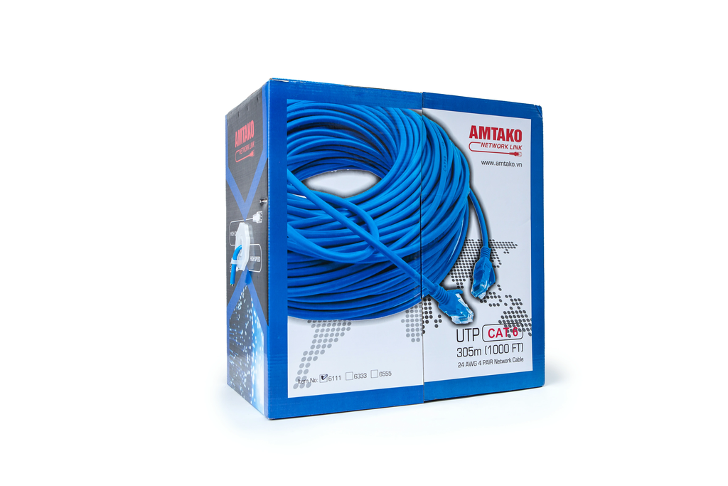 Cáp mạng Cat 6 UTP cat6 AMTAKO 6222 dây xanh 305m