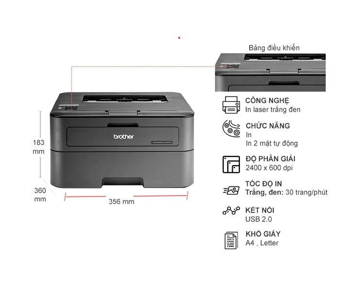 Máy In laser Trắng Đen Brother HL L2321D