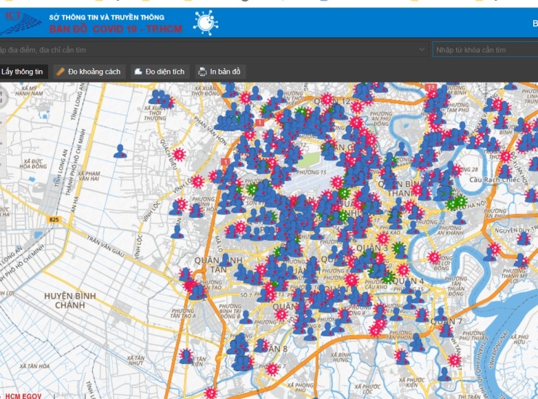 Bản đồ vị trí dịch bệnh COVID 19 Thành Phố Hồ Chí Minh (TPHCM)