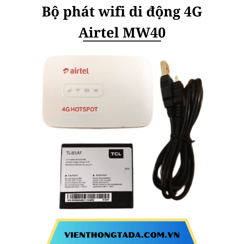 Airtel MW40 | Bộ Phát Wifi Di Động 4G, tốc độ 150Mbps, Pin 1800 mAh, 15 thiết bị kết nối cùng lúc | Chính Hãng