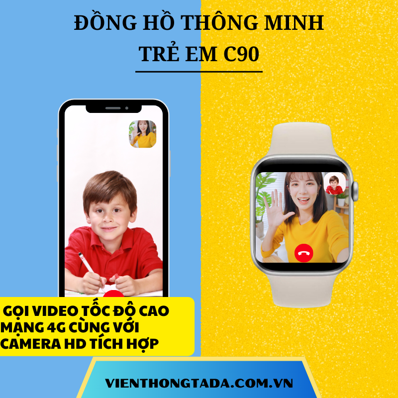 Đồng Hồ Định Vị Thông Minh Trẻ Em C90 Đàm Thoại 2 Chiều Chống nước IP67 -2