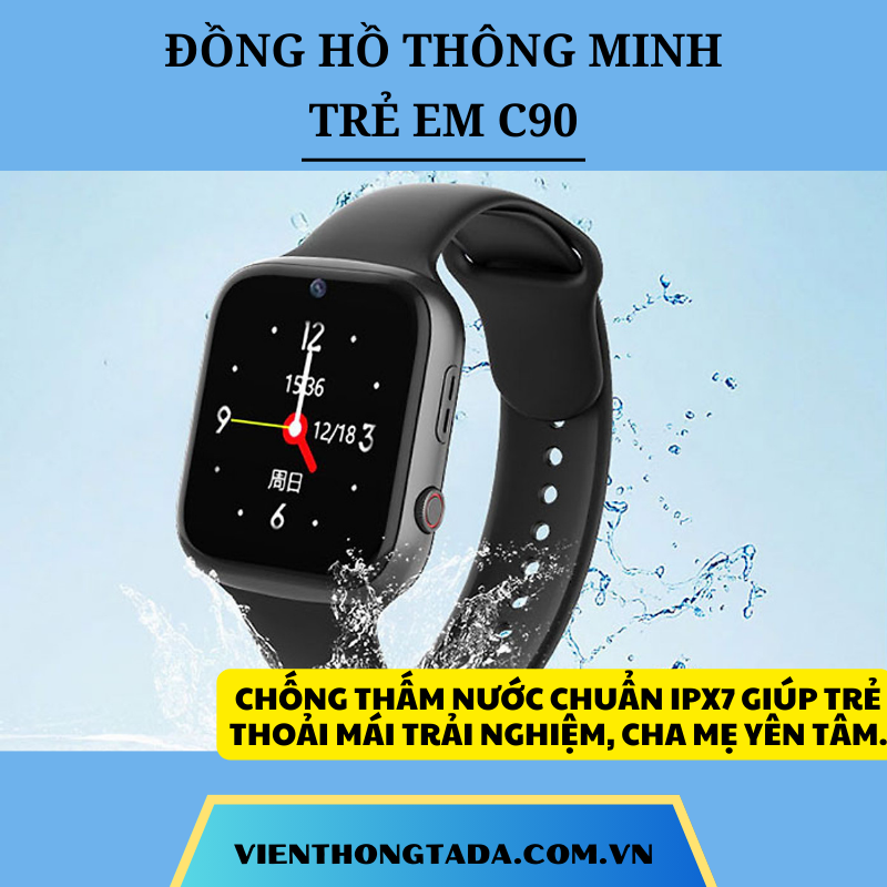 Đồng Hồ Định Vị Thông Minh Trẻ Em c90 Đàm Thoại 2 Chiều Chống nước IP67 -1