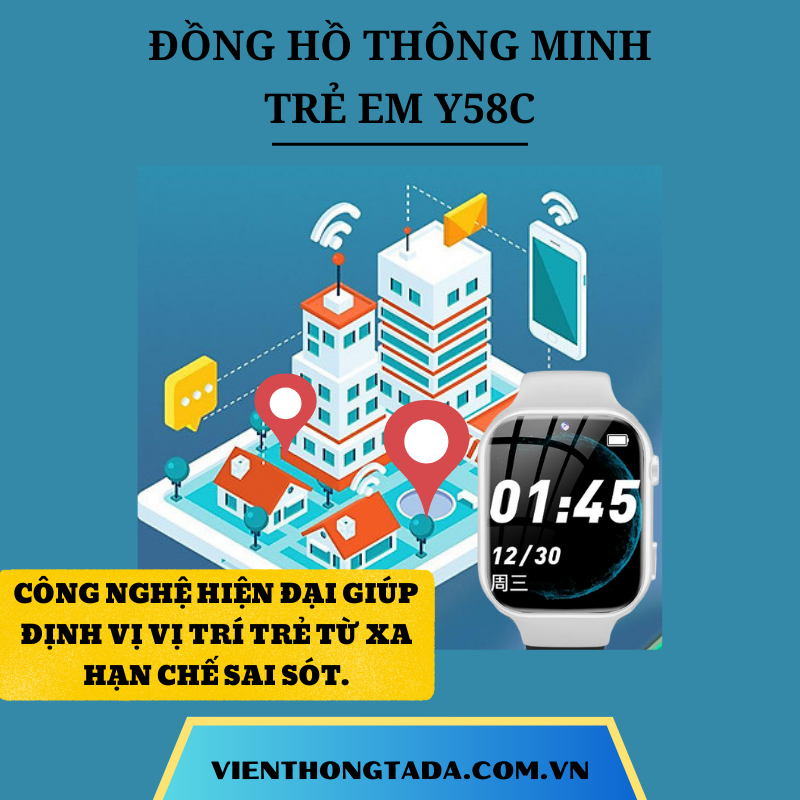 ĐỒNG HỒ THÔNG MINH Y58C CHO TRẺ EM CHỐNG NƯỚC, ĐINH VỊ, GỌI 2 CHIỀU, VIDEO CALL.