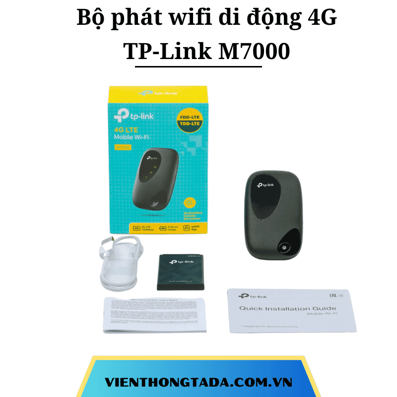 TP-Link M7000 | Bộ Phát Wifi Di Động 4G LTE, 150Mbps, Pin 2000mAh, Kết Nối 10 Thiết Bị Cùng Lúc | Bảo hành 12 tháng 