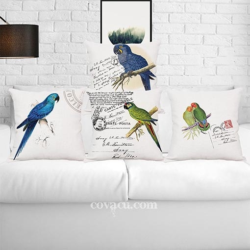 Bọc áo gối Vintage Birds dễ thương