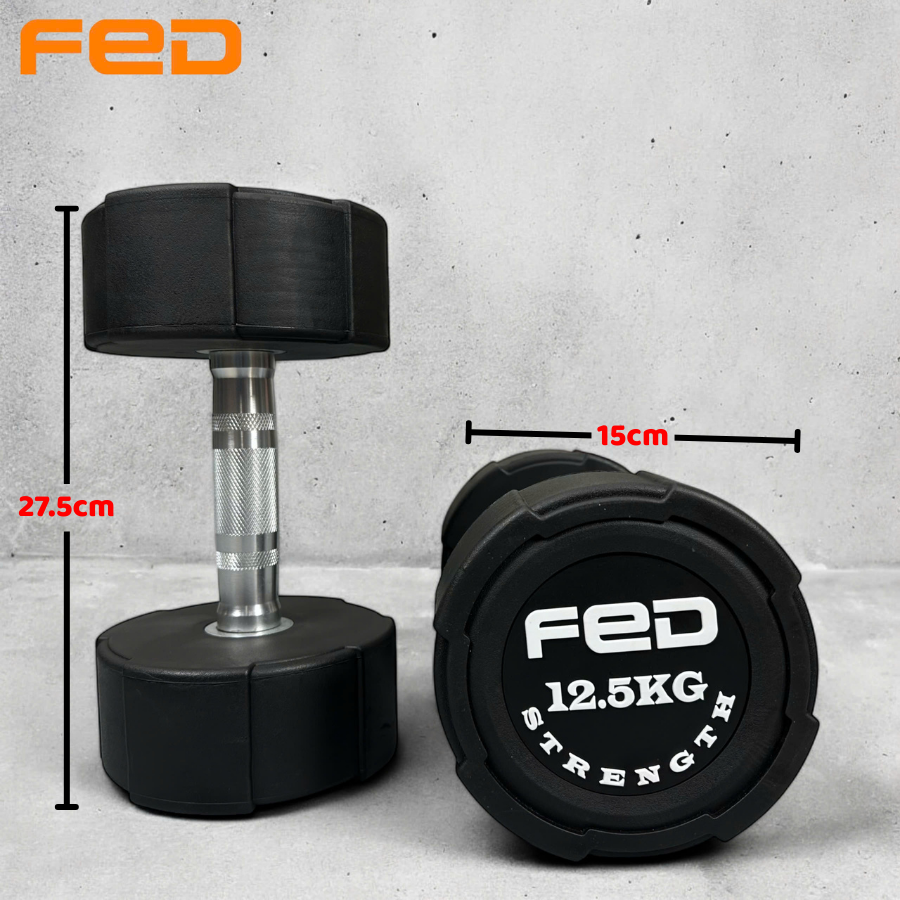 Tạ tay đơn FED – Gang bọc cao su – cân nặng từ 2.5kg đến 25kg ( giá 1 chiếc )