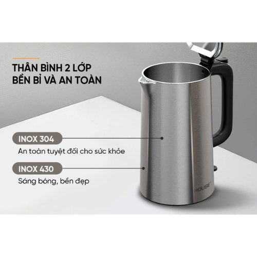 Ấm siêu tốc Inox 2 lớp 2L Sunhouse SHD1396