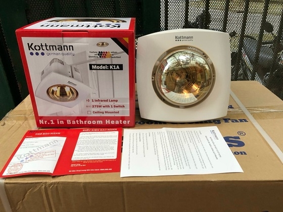 Đèn sưởi nhà tắm âm trần 1 bóng Kottmann K1A - Chính Hãng