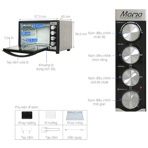 Lò nướng 50L Sunhouse Mama SHD4250S