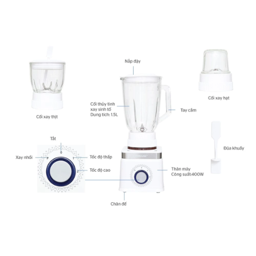 Máy xay sinh tố 3 cối Sunhouse SHD5582W