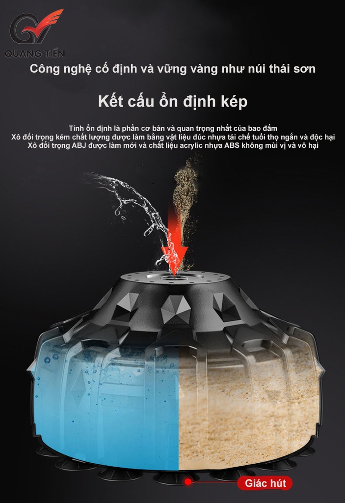 Trụ Đấm ABJ đế cao su giảm chấn cao cấp chính hãng (Cao 1,7m đế cao su liền)