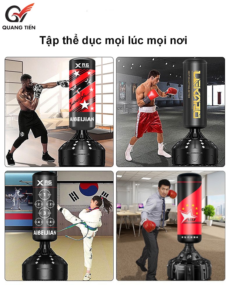 Trụ Đấm ABJ đế cao su giảm chấn cao cấp chính hãng (Cao 1,7m đế cao su liền)