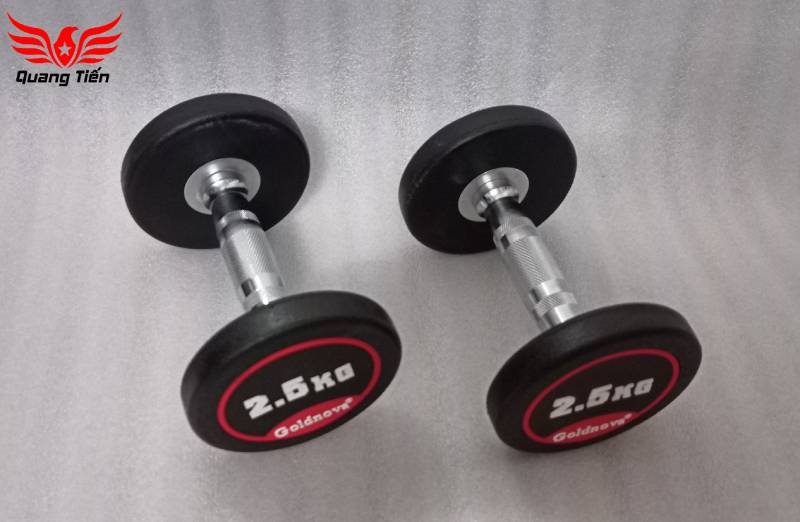 Tạ tay thép bọc cao su tay inox cao cấp Goldnova 2,5kg nhập khẩu (giá 1 chiếc)