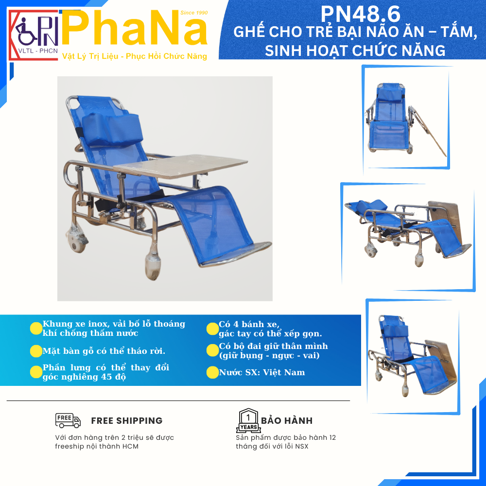 GHẾ CHO TRẺ BẠI NÃO ĂN – TẮM, SINH HOẠT CHỨC NĂNG PN48.6