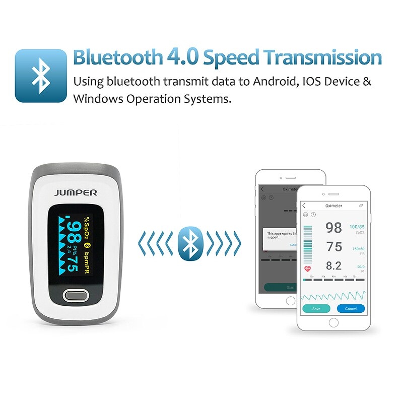 Máy đo nồng độ oxy máu và nhịp tim Jumper JPD-500F (Bluetooth)