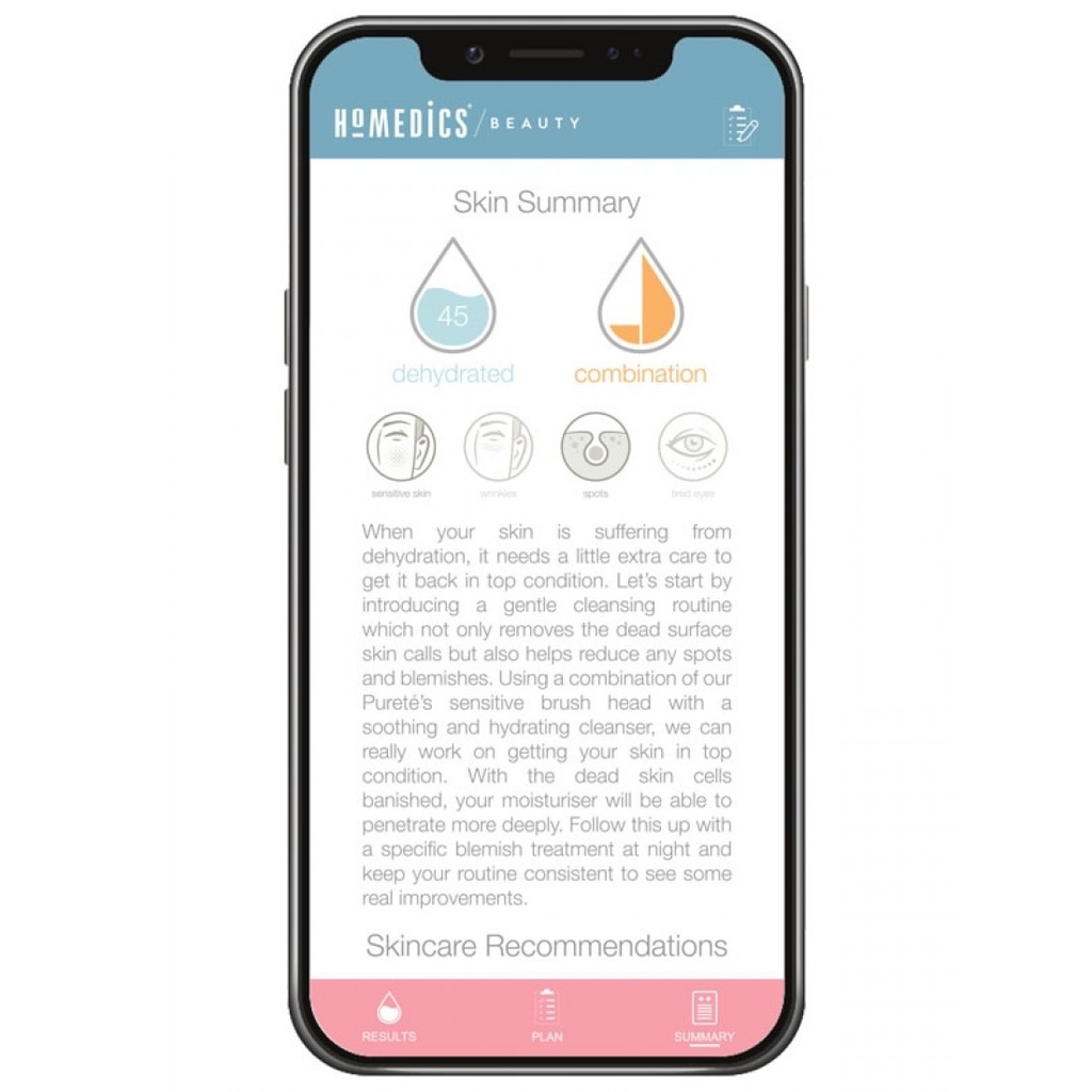 Máy rửa mặt phân tích da công nghệ siêu âm 3D chuyên nghiệp HoMedics FAC-700, kết nối APP mobile