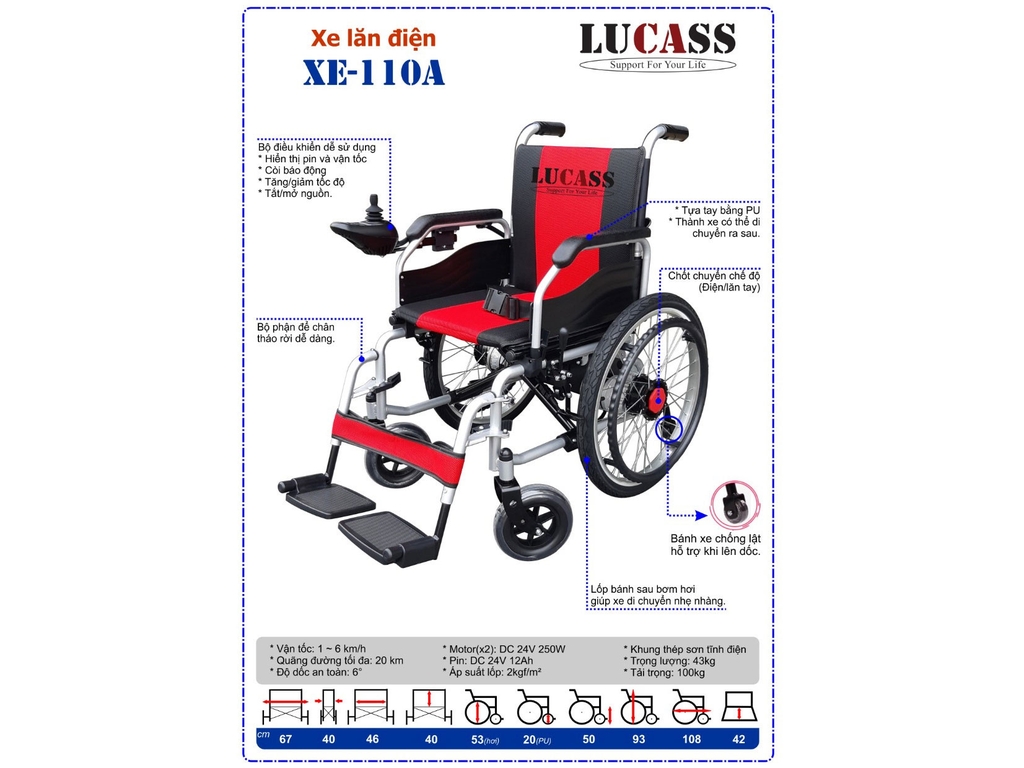 Xe lăn điện, Model: XE-301