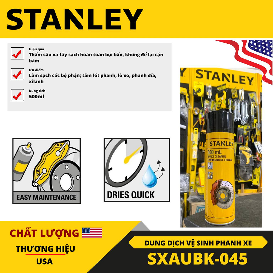 Bình xịt vệ sinh phanh xe 500ml Stanley SXAUBK-045