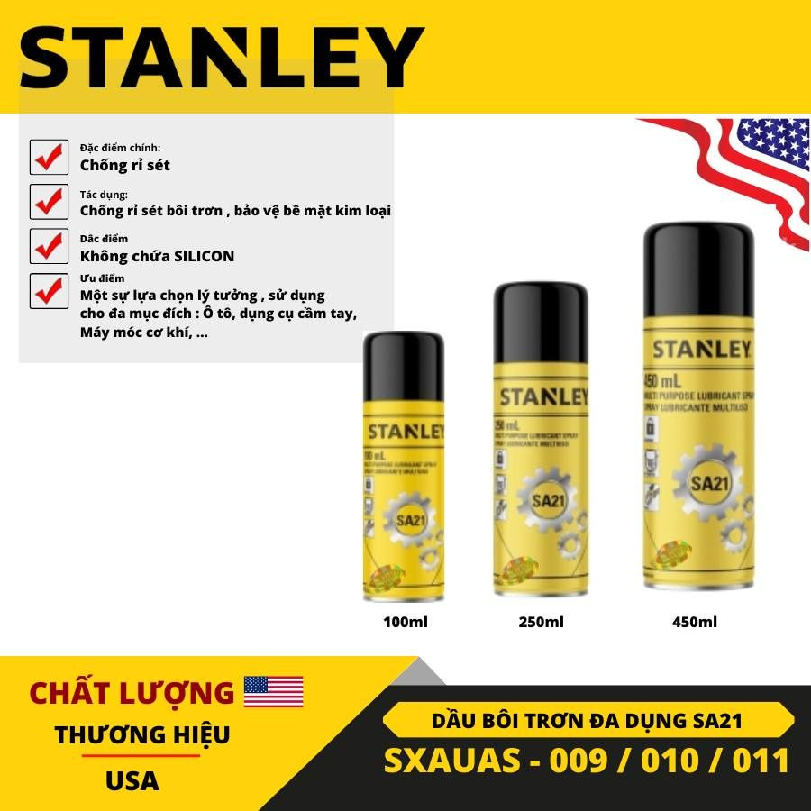 Bình xịt chống rỉ sét và bôi trơn Stanley SA21 SXAUAS-009 ,SXAUAS-010, SXAUAS-011