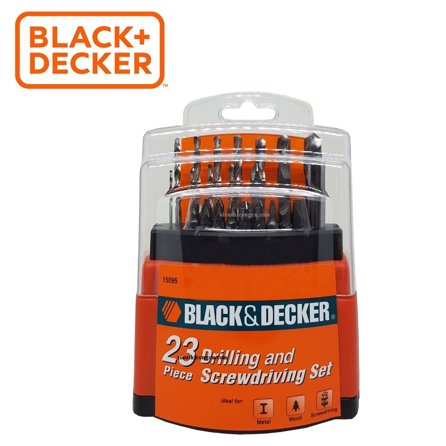 Bộ mũi khoan vặn vít 23 chi tiết Black+Decker 15095-B1