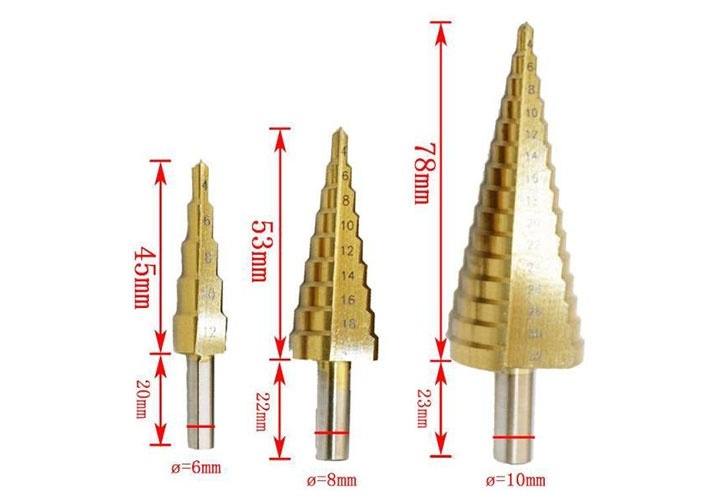 Bộ 3 mũi khoan chóp nón (bậc thang) TACSD2031 TOTAL