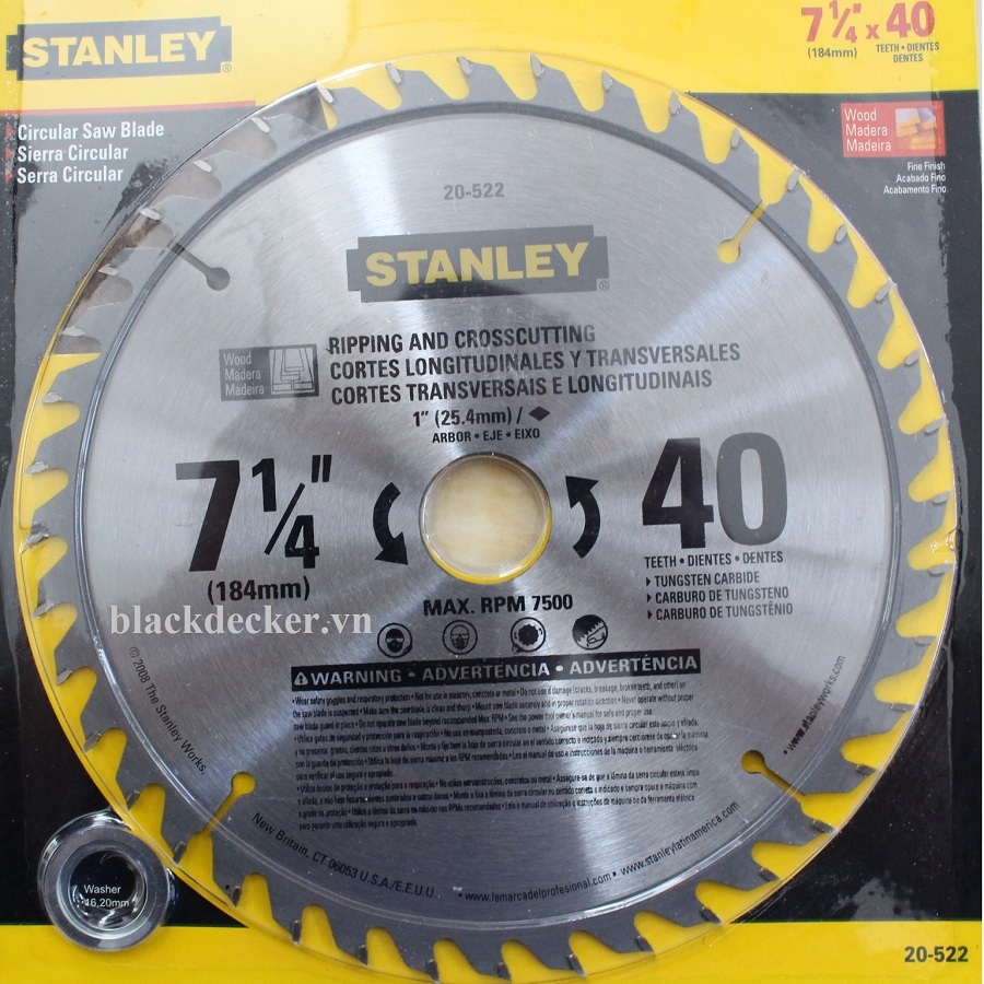 Lưỡi cưa gỗ 184mm x 24T Stanley 20-521-23