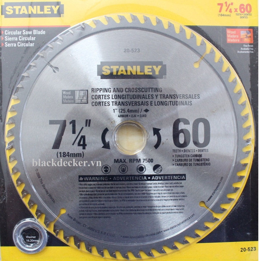 Lưỡi cưa gỗ  184mm x 60T Stanley 20-523