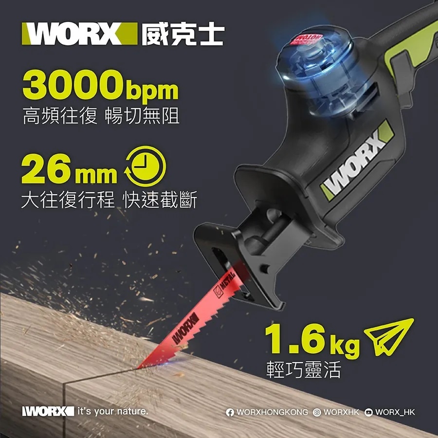 Máy cưa kiếm pin 20V WORX WU500.9