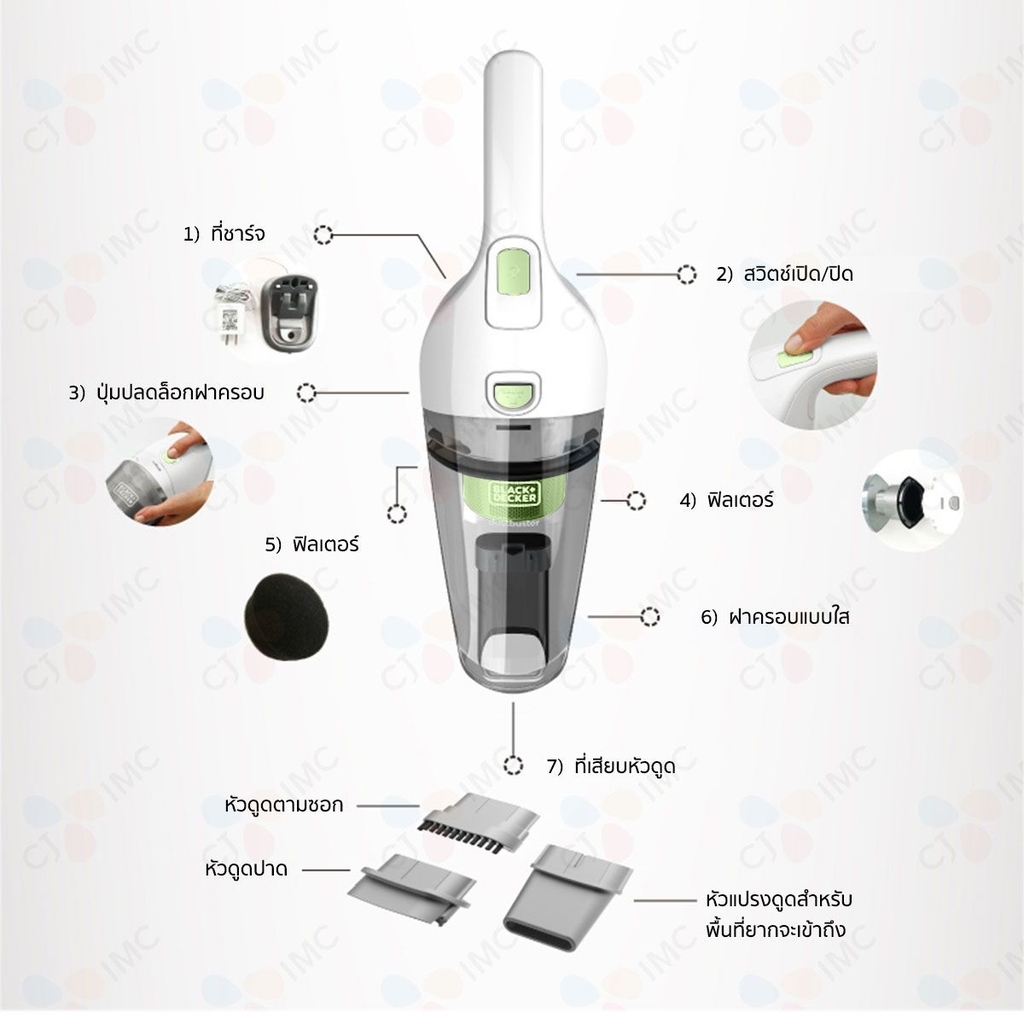 Máy hút bụi 7.2V Black+Decker WD7201G-B1