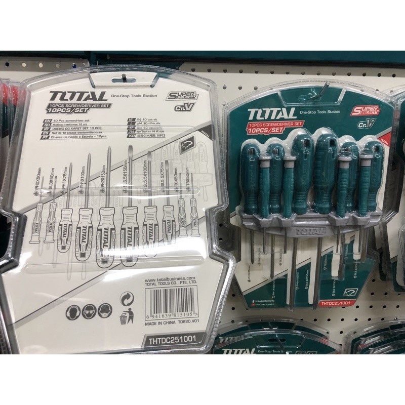 Bộ 10 tua vít dẹp, bake, sao và tua vít chuẩn THTDC251001 TOTAL