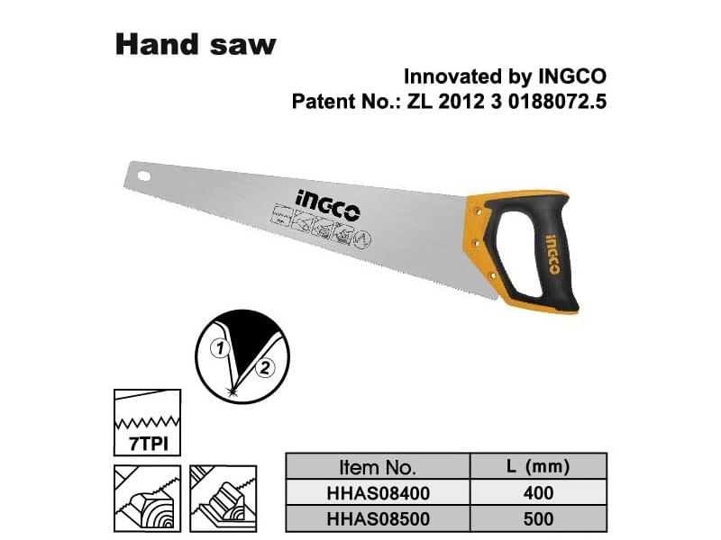 Cưa gỗ cầm tay 20''/500mm Ingco HHAS08500