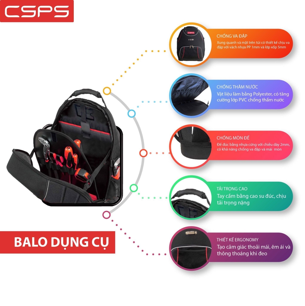 Balo dụng cụ 37cm CSPS VNBP037101