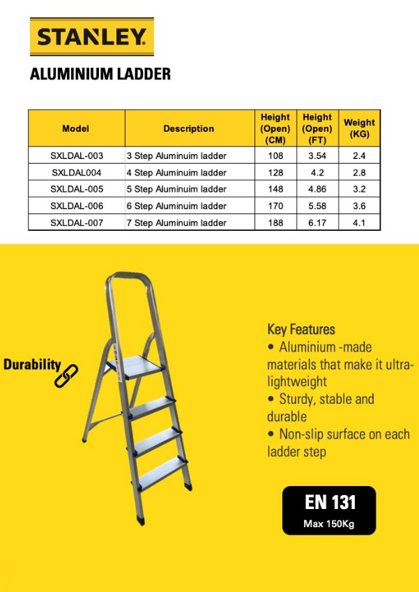 Thang xếp nhôm 3 bậc Stanley SXLDAL-003