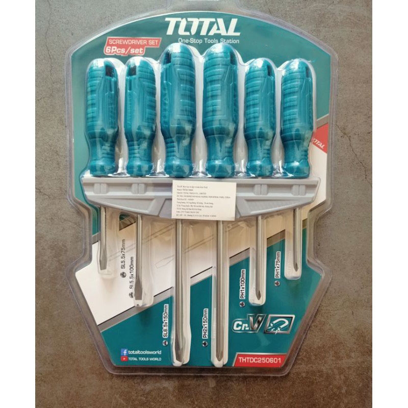 Bộ 6 tua vít dẹp và bake THTDC250601 TOTAL