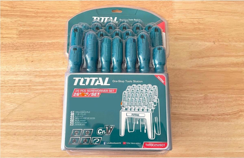 Bộ 26 tua vít dẹp, bake, sao, vuông THTDC252601 TOTAL