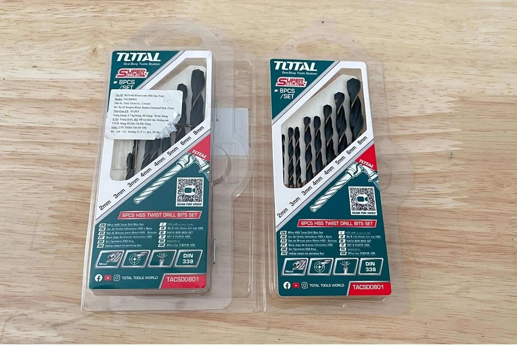 Bộ 8 mũi khoan kim loại HSS TACSD0801 TOTAL