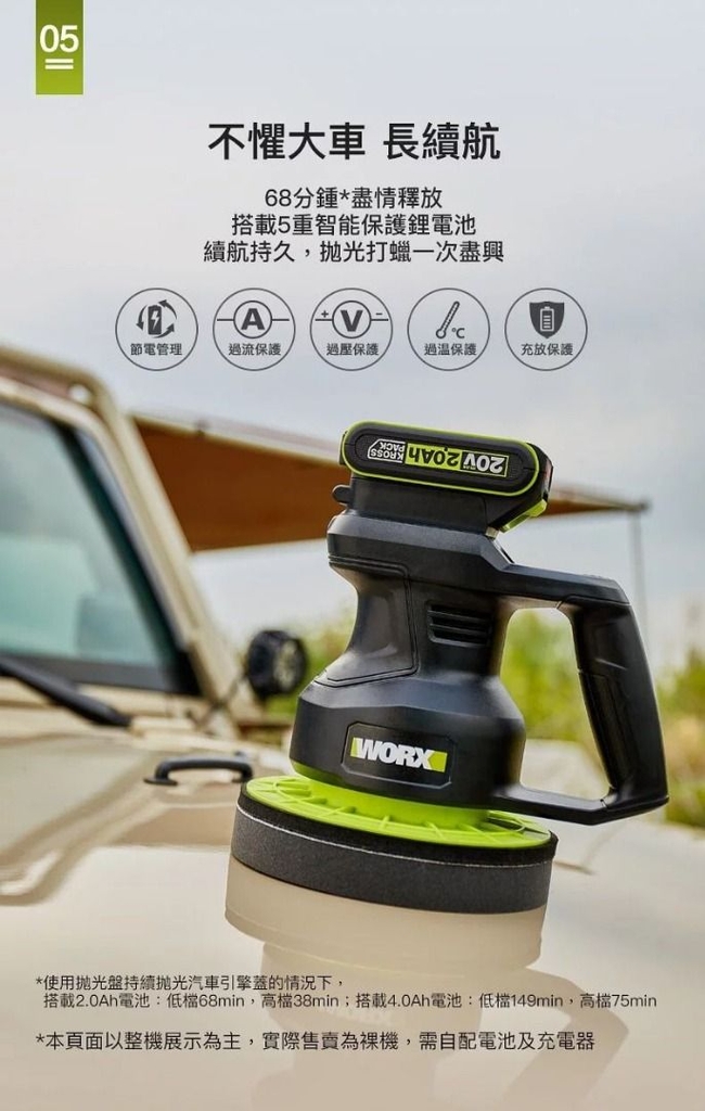 Máy đánh bóng pin 20V WORX WU858.9