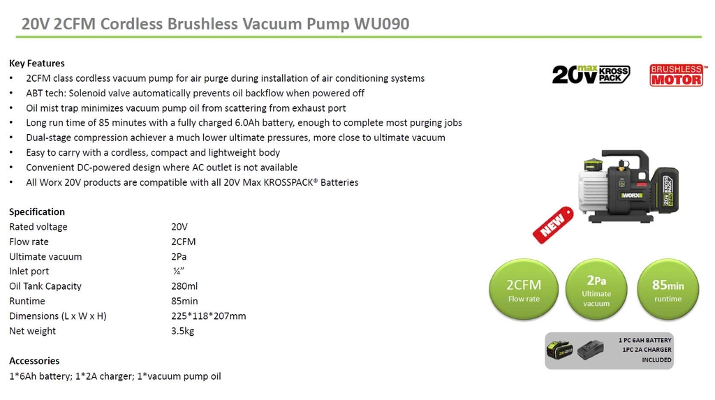 Máy hút chân không pin 20V WORX WU090.9