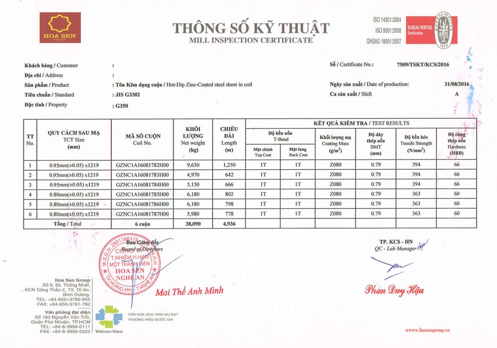 chứng chỉ sàn deck h50w1000