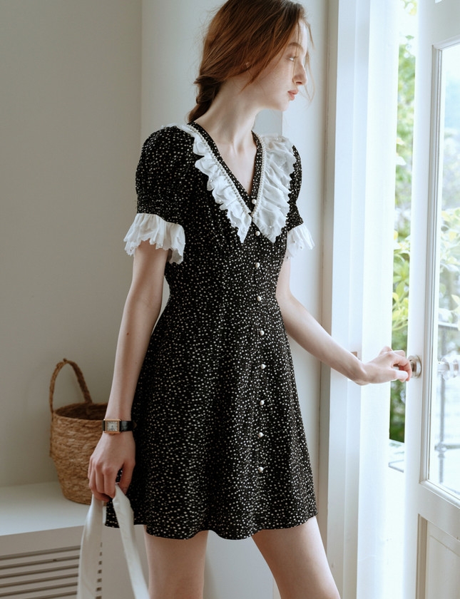 Váy mini cổ V Hàn Quốc 050813