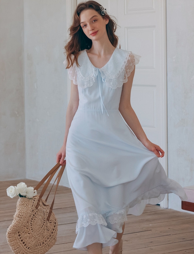 Váy midi phối ren Hàn Quốc 061711