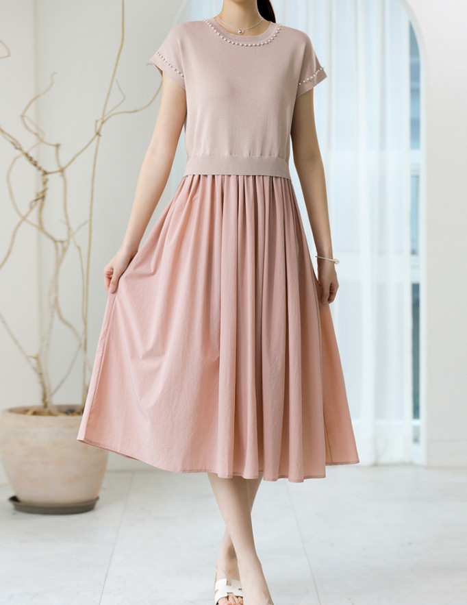 Váy xòe phối len 061828