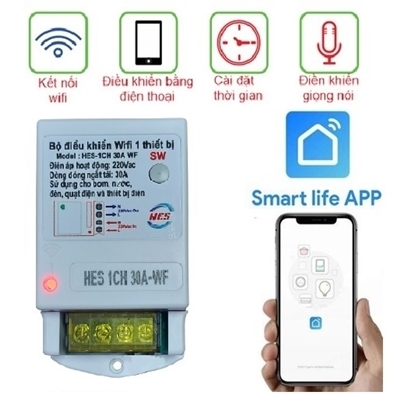 Bộ Điều Khiểu WIFI 1 Thiết Bị HES-1CH 30A-WF