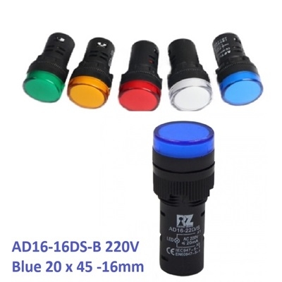 Đèn Báo Nguồn 220VAC AD16-16DS Màu Xanh dương